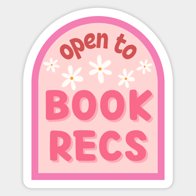 Open to book recs Sticker by medimidoodles